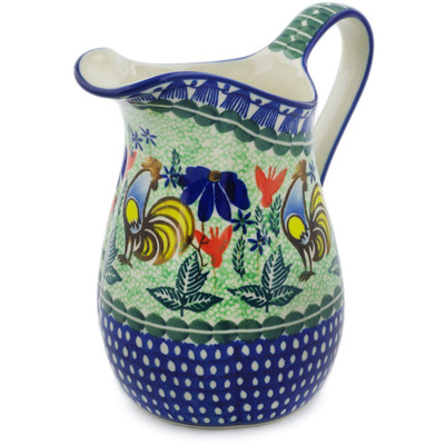 Polish Pottery Pitcher 3&frac12; Cup Spring Rooster UNIKAT