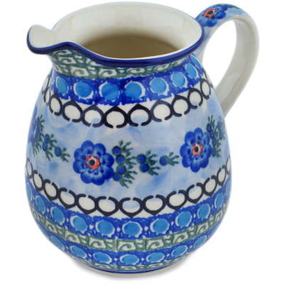 Polish Pottery Pitcher 3&frac12; cups Blue Delight UNIKAT