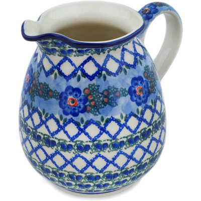 Polish Pottery Pitcher 3&frac12; cups Latice Daisy UNIKAT