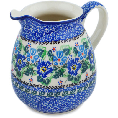 Polish Pottery Pitcher 3&frac12; cups Morning Glory Wreath UNIKAT