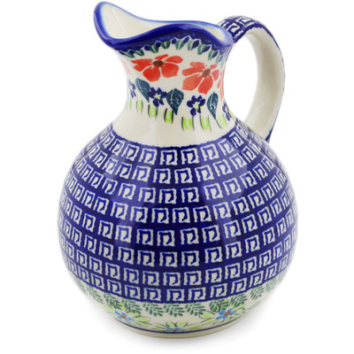Polish Pottery Pitcher 5 Cup Grecian Fields