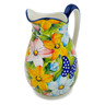 Polish Pottery Pitcher 54 oz Floral Peacock Butterfly