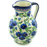 Polish Pottery Pitcher 59 oz Blooming Blue Pansies UNIKAT