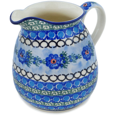 Polish Pottery Pitcher 6 Cup Blue Delight UNIKAT