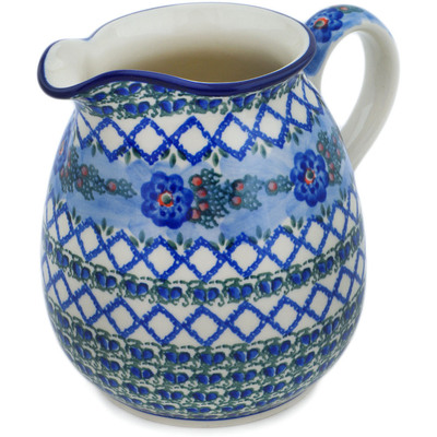 Polish Pottery Pitcher 6 Cup Latice Daisy UNIKAT