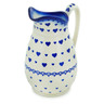 Polish Pottery Pitcher 6 cups Blue Valentine Hearts
