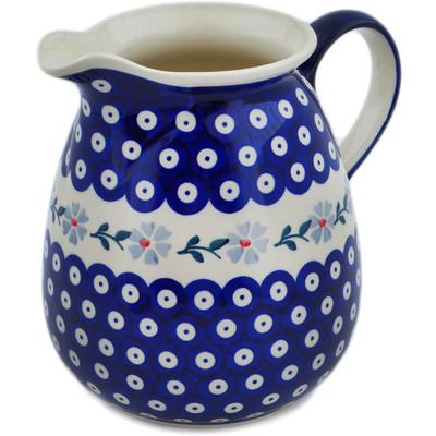 Polish Pottery Pitcher 61 oz Peacock Forget-me-not