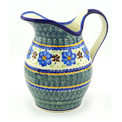 Polish Pottery Pitcher 7&frac34; Cup Circle The Garden UNIKAT