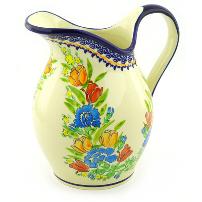 Polish Pottery Pitcher 7&frac34; Cup Couronne De Feuillage UNIKAT