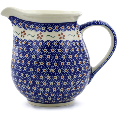 Polish Pottery Pitcher 7 Cup Sweet Red Flower