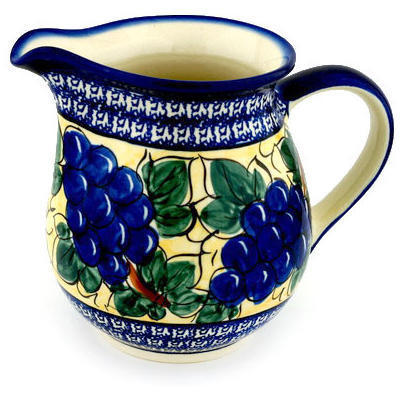 Polish Pottery Pitcher 7 Cup Tuscan Grapes