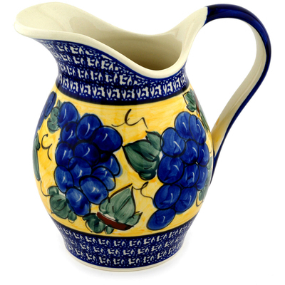 Polish Pottery Pitcher 7&frac34; Cup Tuscan Grapes