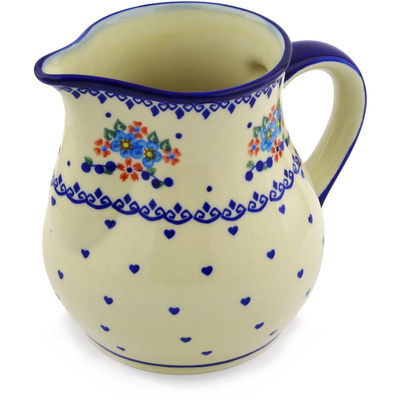 Polish Pottery Pitcher 8 cups Hearts And Flowers
