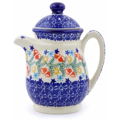 Polish Pottery Pitcher with Lid 15 oz Wreath Of Bealls