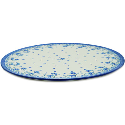 Polish Pottery Pizza Plate 13&quot; Blue Grapevine