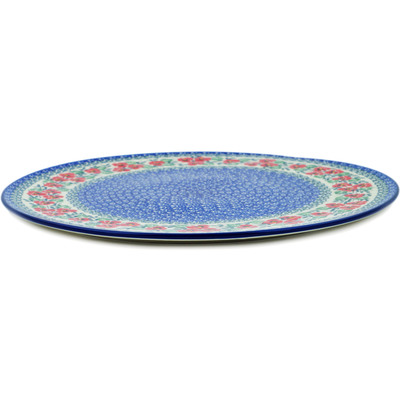 Polish Pottery Pizza Plate 13&quot; Red Pansy