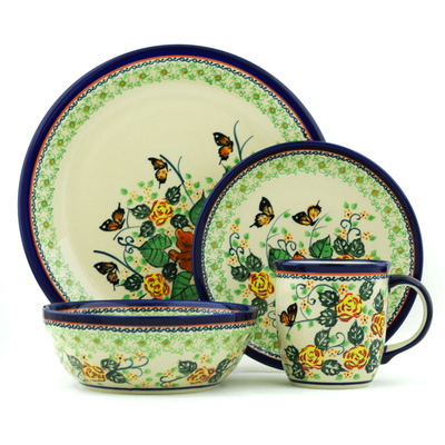 Polish Pottery Place Setting 11&quot; Butterfly Meadow UNIKAT