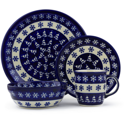 Polish Pottery Place Setting 11&quot; Midnight Blizzard