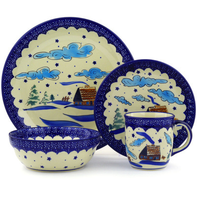Polish Pottery Place Setting 11&quot; Winter Chalet
