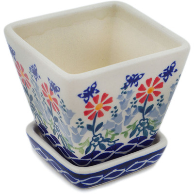 Polish Pottery Planter 3&quot; Last Summer Flowers