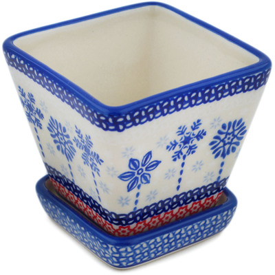 Polish Pottery Planter 3&quot; Winter Sights UNIKAT