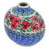 Polish Pottery Planter 4&quot; Red Pansy