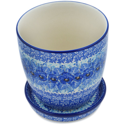 Polish Pottery Planter 6&quot; Deep Winter UNIKAT