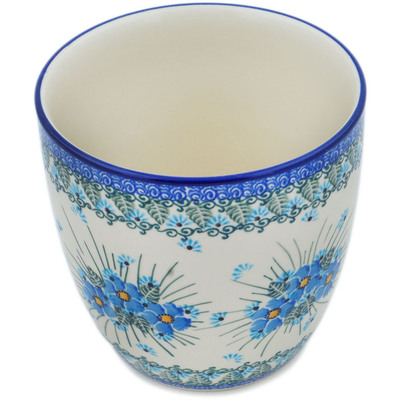 Polish Pottery Planter 6&quot; Forget Me Not UNIKAT