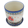 Polish Pottery Planter 6&quot; Pink Forget Me Not UNIKAT