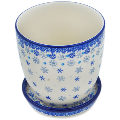 Polish Pottery Planter 6&quot; Snow Storm