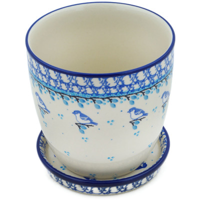 Polish Pottery Planter 6&quot; Winter Circle