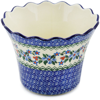 Polish Pottery Planter 8&quot; Azure Blooms
