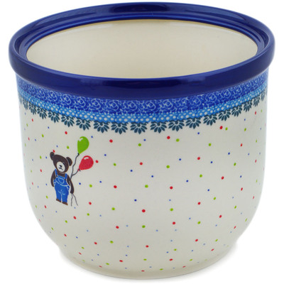 Polish Pottery Planter 8&quot; Teddy Bear UNIKAT