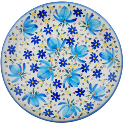 Polish Pottery Plate 10&quot; Azure Field UNIKAT