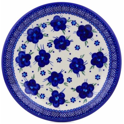 Polish Pottery Plate 10&quot; Bleu-belle Fleur