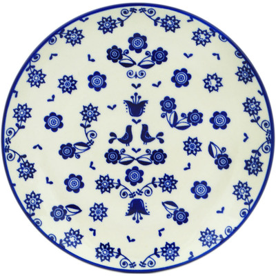 Polish Pottery Plate 10&quot; Blue Bird Dance