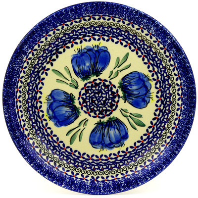 Polish Pottery Plate 10&quot; Blue Bulbs