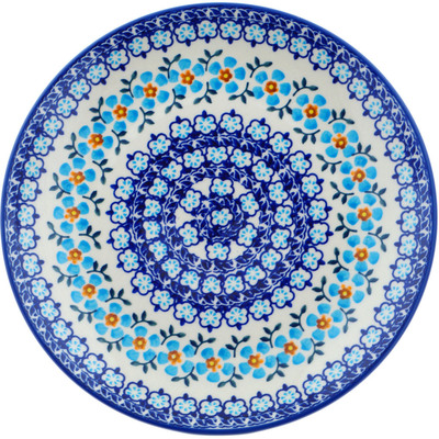 Polish Pottery Plate 10&quot; Blue Chain UNIKAT