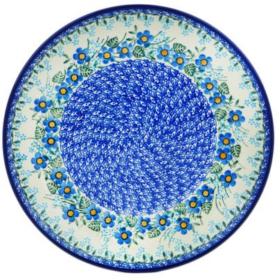 Polish Pottery Plate 10&quot; Blue Joy
