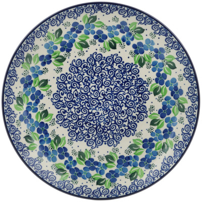 Polish Pottery Plate 10&quot; Blue Phlox