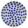 Polish Pottery Plate 10&quot; Blue Polka Dot Beauty