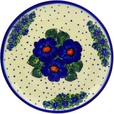 Polish Pottery Plate 10&quot; Bold Blue Pansy