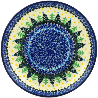 Polish Pottery Plate 10&quot; Christmas Evergreen