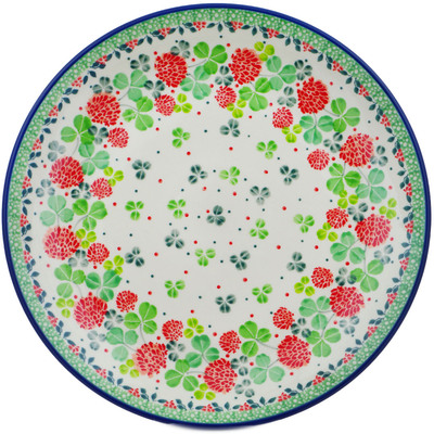 Polish Pottery Plate 10&quot; Clover Flower Wreath