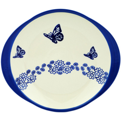 Polish Pottery Plate 10&quot; Cobalt Butterfly