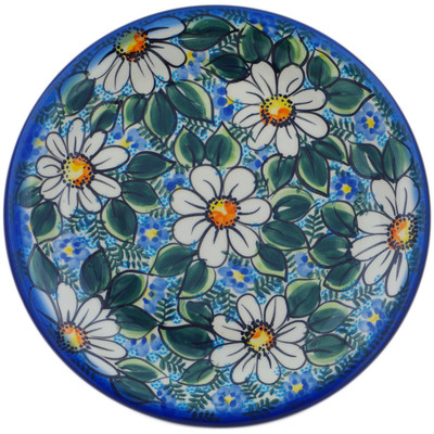 Polish Pottery Plate 10&quot; Daisy Blues UNIKAT