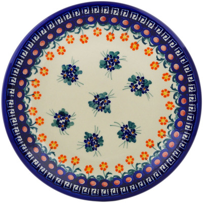 Polish Pottery Plate 10&quot; Dark Blue Forget-me-not