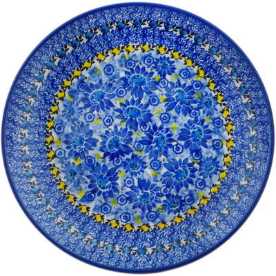 Polish Pottery Plate 10&quot; Deep Blue UNIKAT