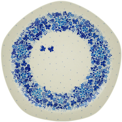 Polish Pottery Plate 10&quot; Delicate Blue UNIKAT
