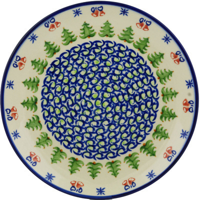 Polish Pottery Plate 10&quot; Evergreen Bells